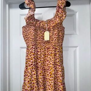 JODIFL Vibrant Yellow and Pink Smocked Dress